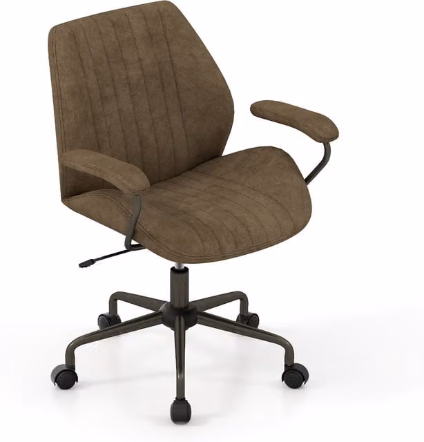 Gymax Retro Executive Office Chair in Green Microfibre Suede with Swivel and Armrests – 1