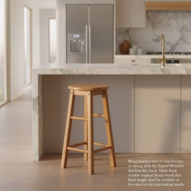 netfurniture Zapon Wooden Kitchen Bar Stool in Brown – 1