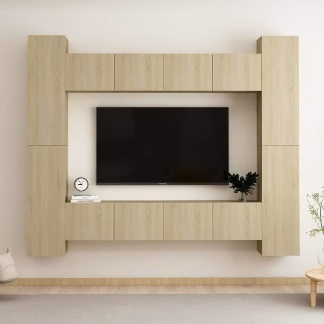 Berkfield Home 8 Piece Modern Sonoma Oak TV Cabinet Set in Brown