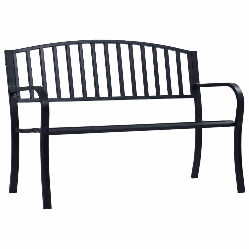 Berkfield Home Modern Garden Bench in Matt Black Metal, Width: 125 cm – 2