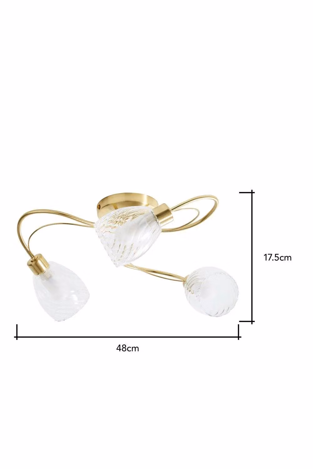 BHS Lighting Arya Semi Flush Ceiling Light in Gold and Brass with Transparent Glass – 2