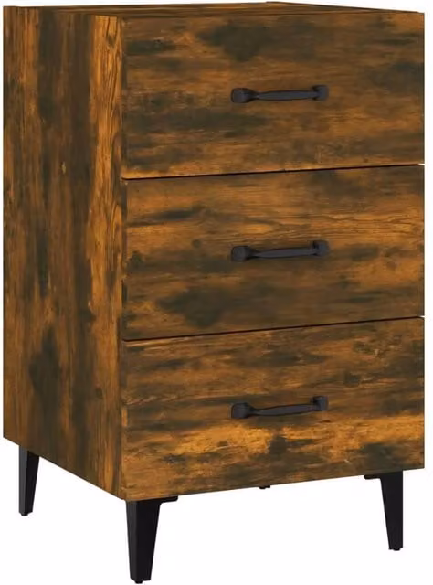Berkfield Home Bedside Cabinet in Smoked Oak Brown, W/D/H: 40 x 40 x 66 cm