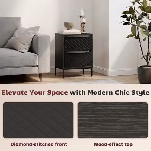 HOMCOM Modern Black Chest of Drawers with Metal and MDF Construction – 5