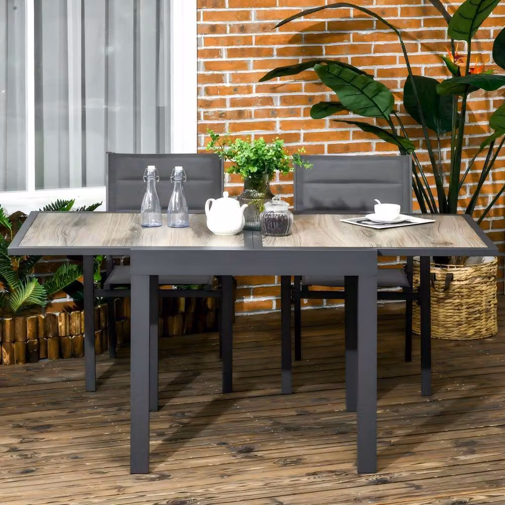 STILVORA Extending Garden Table for 6 with Wood Effect Top in Natural and Grey – 2