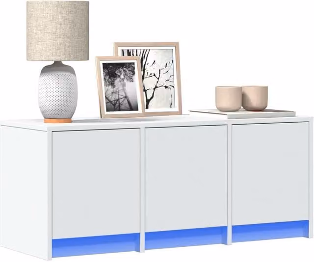 Berkfield Home Modern White Glossy TV Cabinet with Integrated LED Lighting, W/D/H: 97 x 40 x 40 cm