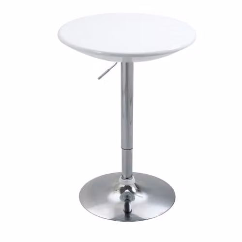 HOMCOM Modern Round Height Adjustable Bar Table with Rotating Top in White and Silver