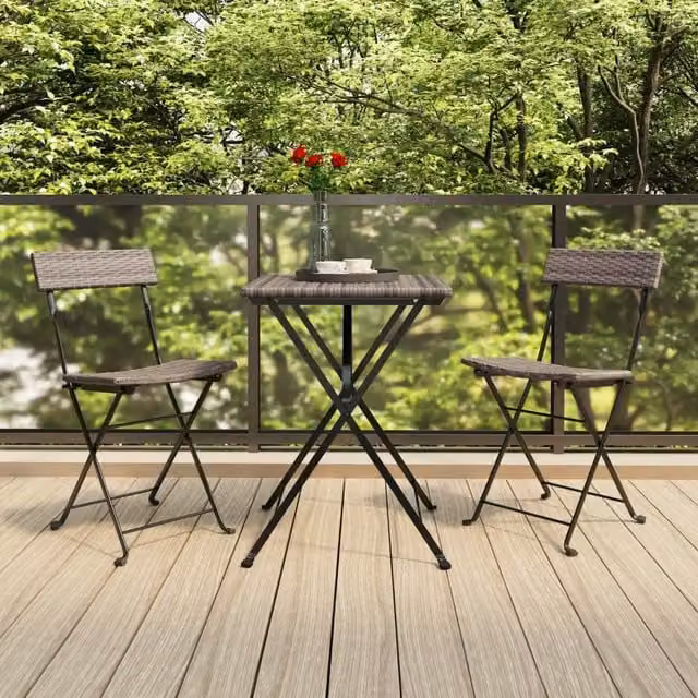 Berkfield Home Folding Bistro Chairs, Set of 2, Grey Poly Rattan and Steel – 1