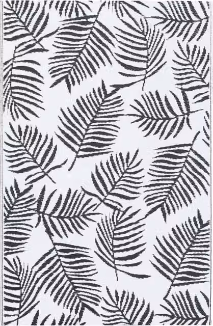 Berkfield Home Floral Outdoor Carpet in White and Black, W: 160 cm, L: 230 cm – 1