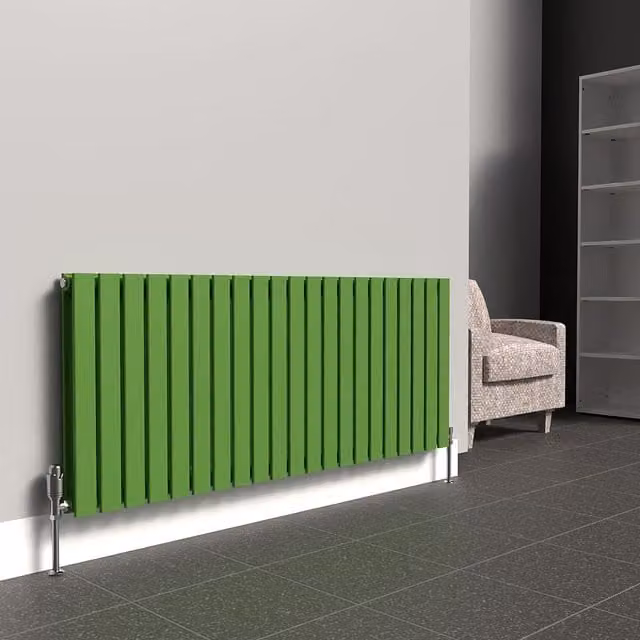 Lux Heat Flat Horizontal Double Steel Radiator in Green, W: 147 cm, H: 60 cm