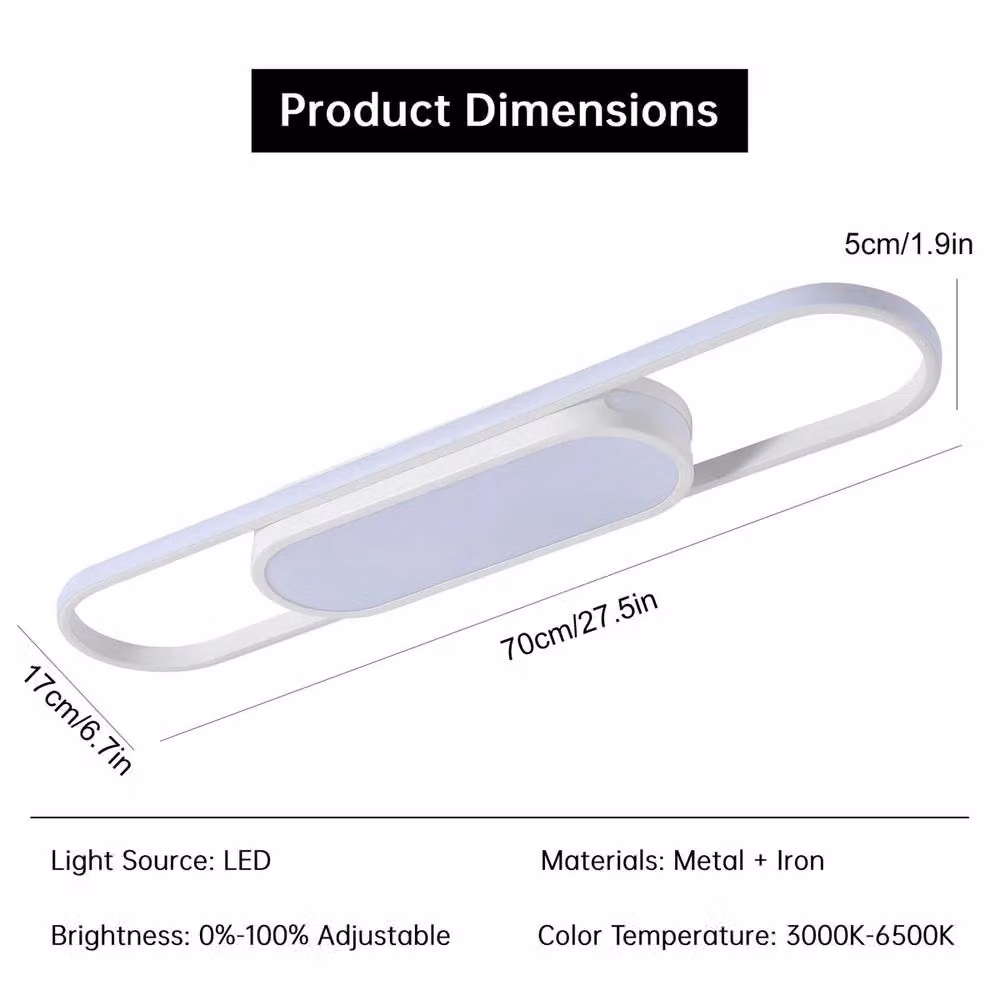 NIVOR Modern White Dimmable LED Linear Flush Mount Ceiling Light with Remote Control, 70 cm – 2