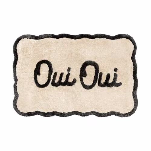 Mooky Mats Oui Oui Scalloped Bath Mat in Beige, Non-Slip and Quick-Drying Polyester Bathroom Rug, W: 50 cm, D: 80 cm