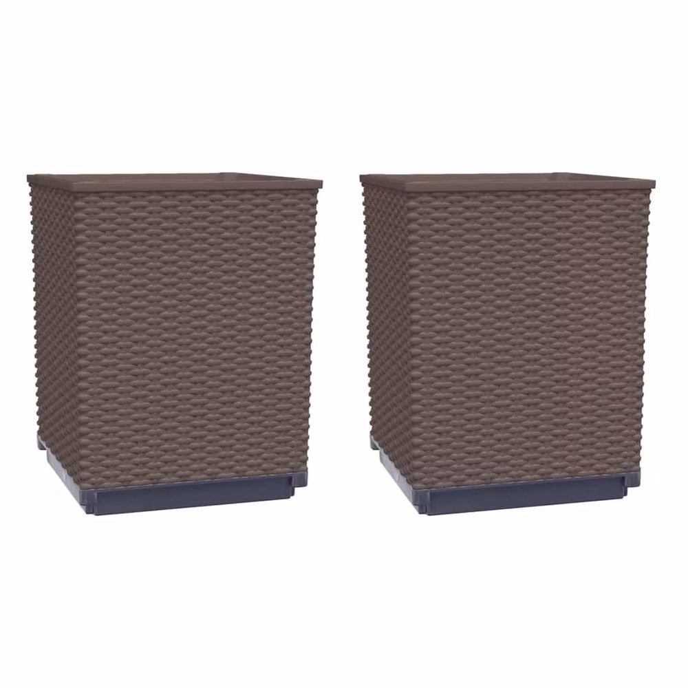 Berkfield Home Brown Polypropylene Planter Tub, 2 Pack, W/D/H: 30 x 30 x 37 cm – 3