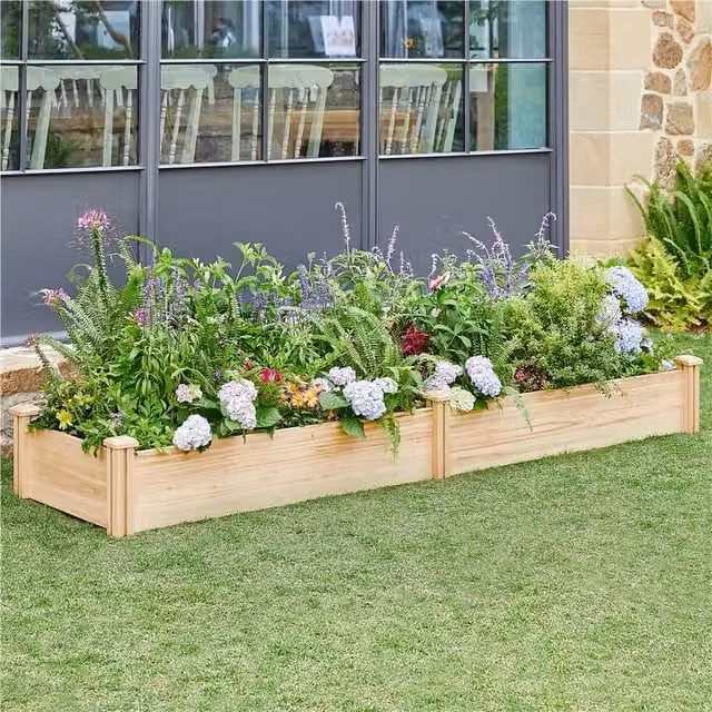 Yaheetech Divisible Wooden Raised Planter Box for Vegetable, Herb or Ornamental Gardens, Brown or Yellow, 62 cm