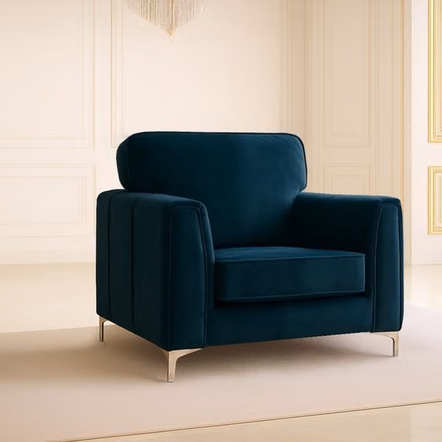 Somnior Beds Ltd Regency Plush Velvet Tub Sofa Chair in Blue