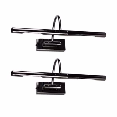 MiniSun Capri Adjustable Black Chrome Mains Powered Wall Display Lights, Set of 2
