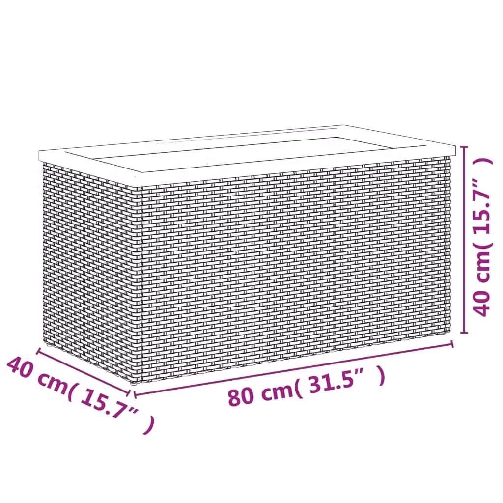 Berkfield Home Black Poly Rattan Planter W: 80 cm, D: 40 cm, H: 40 cm – 4