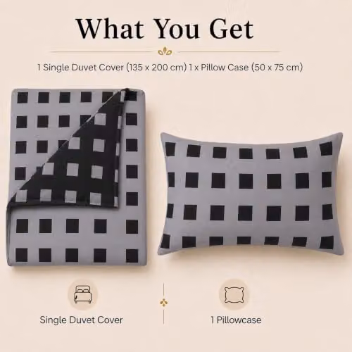 Grace Single Reversible Microfibre Duvet Cover Set with Pillowcases in Black or Grey – 4