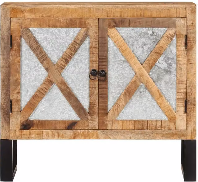 Berkfield Home Industrial Mango Wood and Metal Sideboard in Brown, W/D/H: 80 x 30 x 71 cm