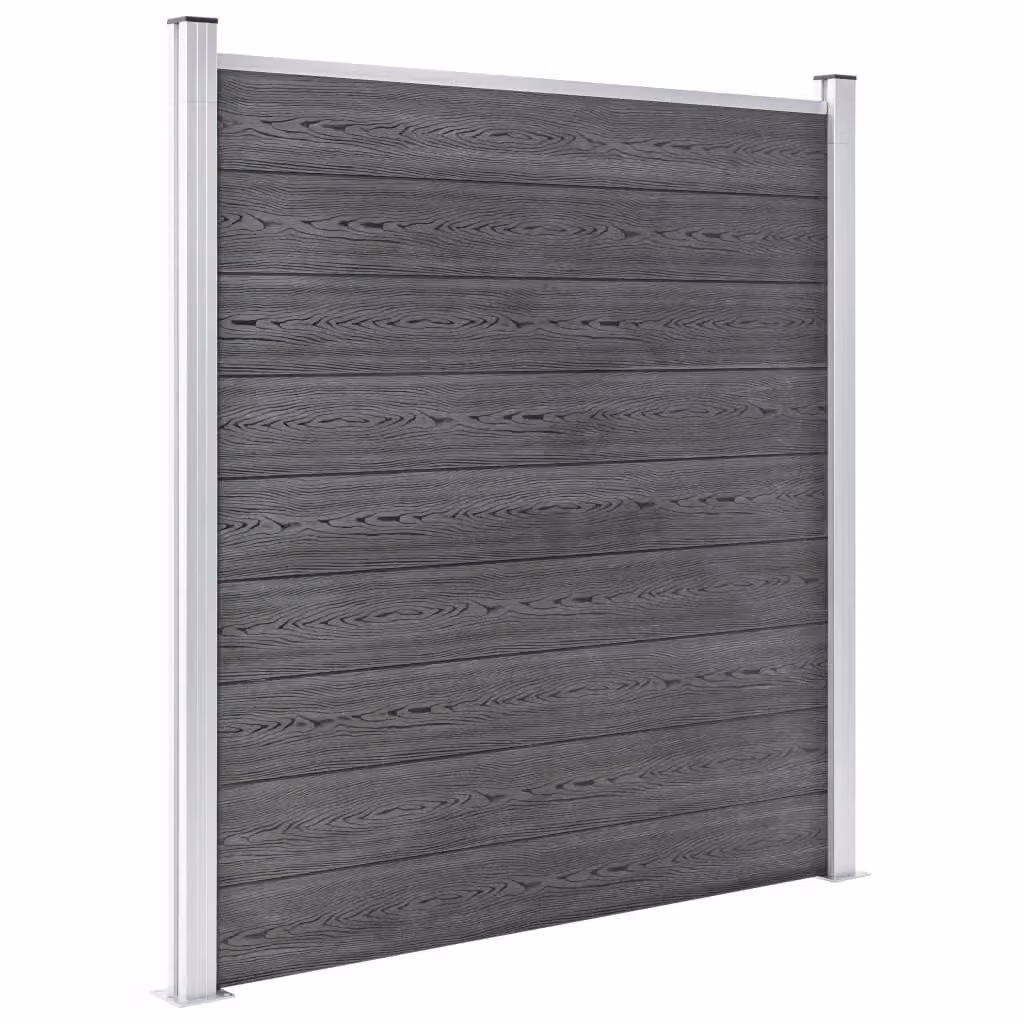 Berkfield Home Grey WPC and Aluminium Garden Fence W: 1045 cm, H: 186 cm – 2