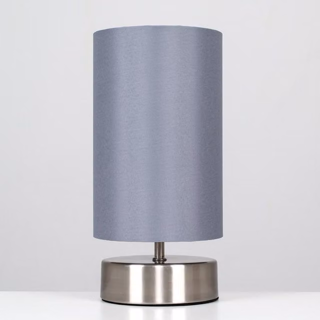 ValueLights Francis Pair of Dimmable Touch Table Lamps with Bulbs in Chrome and Grey – 1
