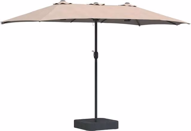 Berkfield Folding Garden Parasol in Beige with Polyester Fabric and Steel Frame, W: 385 cm, D: 209 cm, H: 244 cm – 1