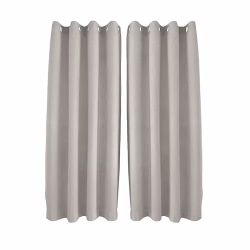 Happy Homewares Taupe Ash Grey Linen Blackout Eyelet Curtains, 2 Panels, W: 117 cm x H: 137 cm – 1