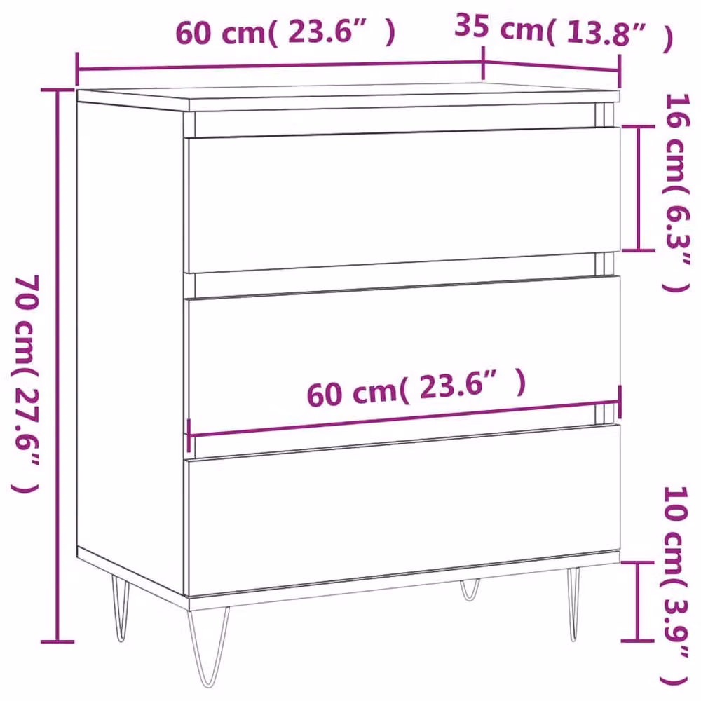 Berkfield Home Black Modern Sideboard in Engineered Wood W/D/H: 60 x 35 x 70 cm – 6
