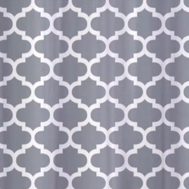 HomeSpace Direct Moroccan Grey Waterproof and Mould Resistant Shower Curtain
