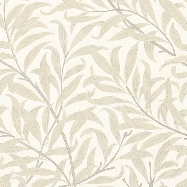 William Morris Willow Boughs Floral Jacquard Linen and Cotton Fabric in Beige