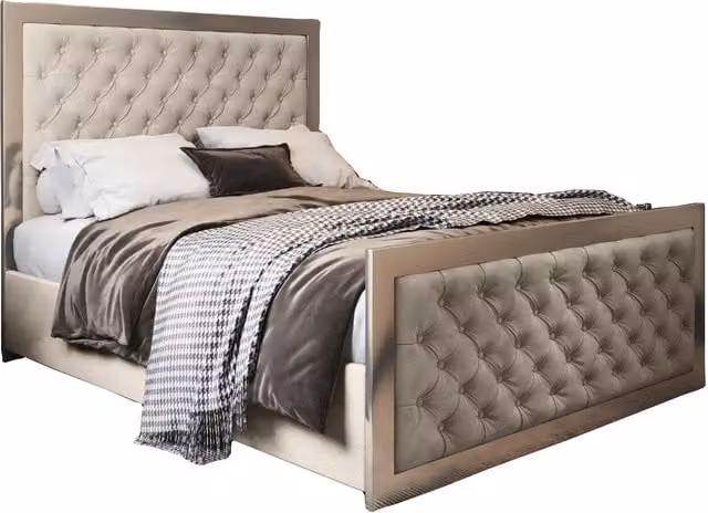 Casani KDMD Emia Upholstered Velvet Metal Designer Bed Frame in Beige, W/D/H: 180 x 200 cm
