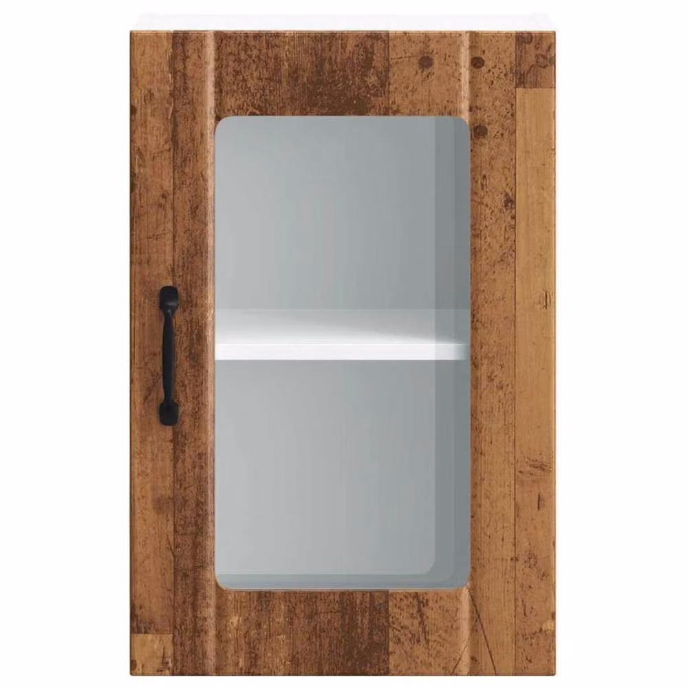 Berkfield Home Lucca Kitchen Wall Cabinet with Glass Doors in Brown Old Wood – 3
