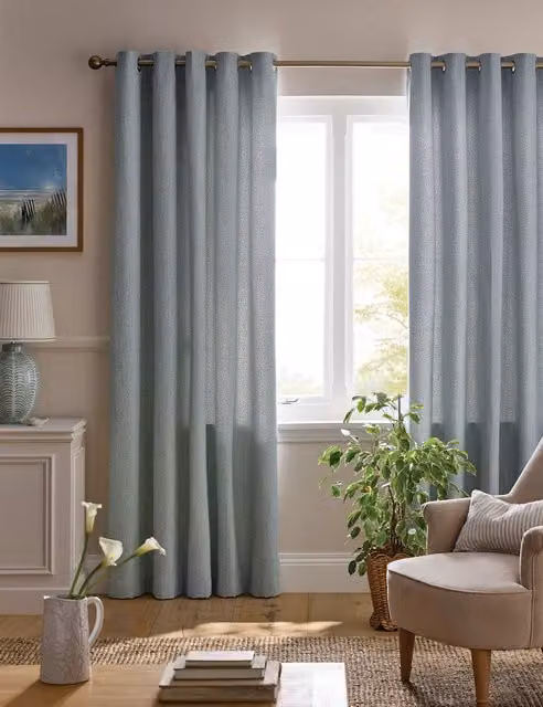 Laura Ashley Saltair Eyelet Curtains in Beige