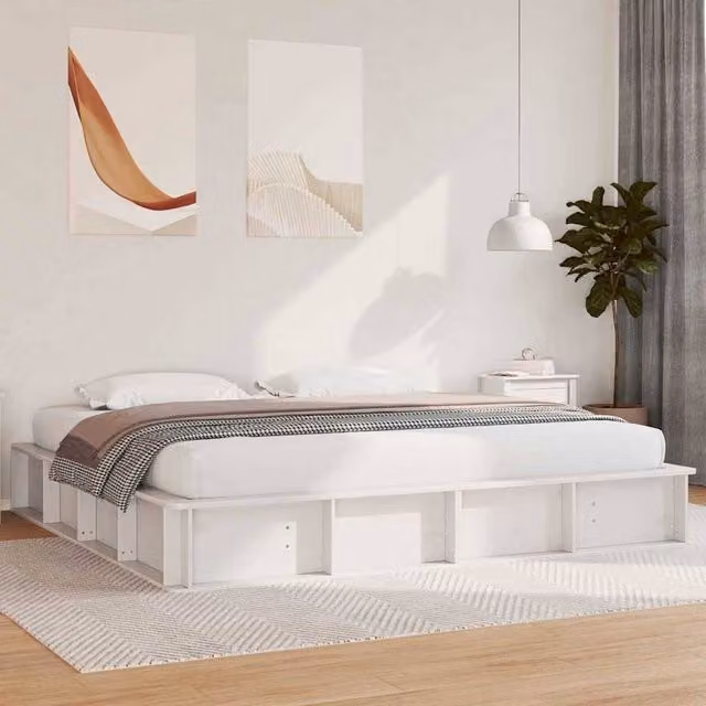 Berkfield Home White Solid Pine Wood Bed Frame with Lift Up Storage W/D/H: 180 x 200 cm – 1