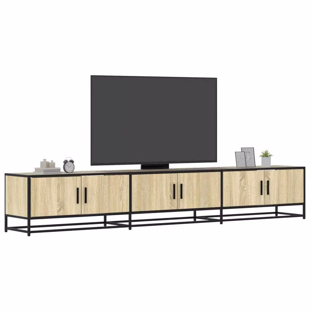 Berkfield Home TV Cabinet in Sonoma Oak and Beige, W/D/H: 240 x 41 x 41 cm – 2