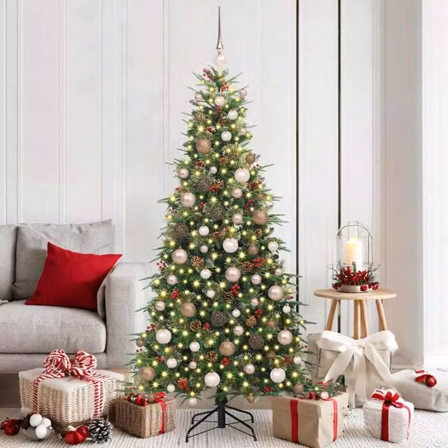 Berkfield Home Artificial Hinged Christmas Tree in Green, Height: 180 cm