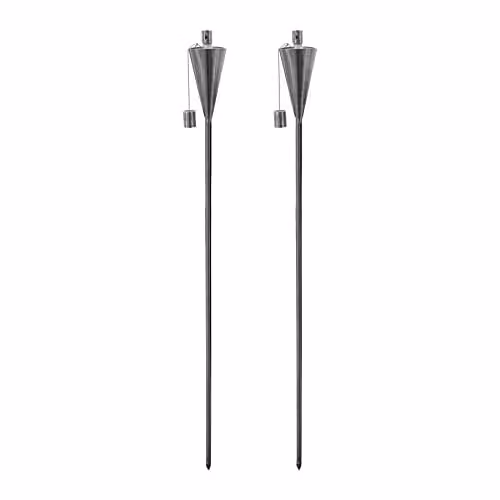 Harbour Housewares Metal Cone Garden Torches in Silver, Pack of 2, Height: 146 cm – 1