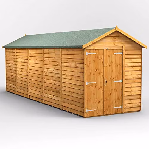 POWER Apex Overlap Wooden Shed with Double Door, Brown, W/D/H: 228.75 x 191.4 x 191.4 cm – 1