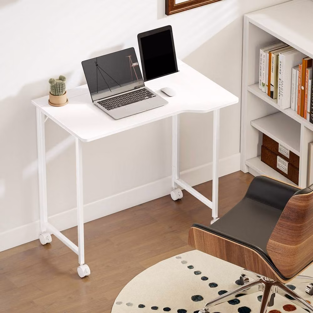 Rolipo Small Folding Writing Desk with Castors in White – 3