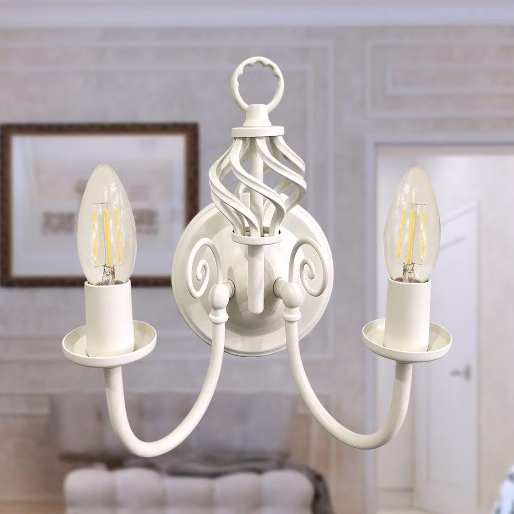 First Choice Lighting Barley Twist Set of 2 Cream Wall Lights – 2
