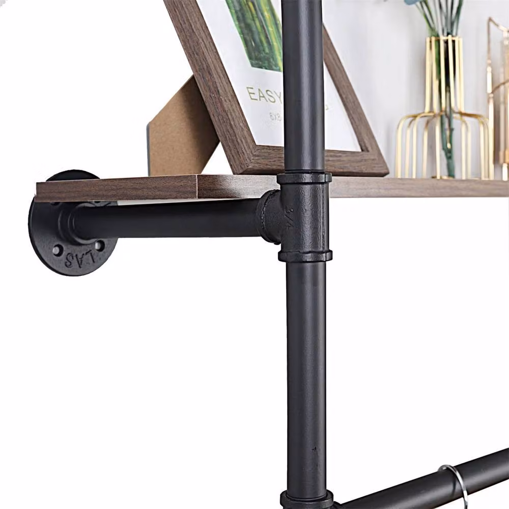 ERGOVEXA Industrial Garment Hanging Rack and Storage Shelf in Black and Dark Brown – 3