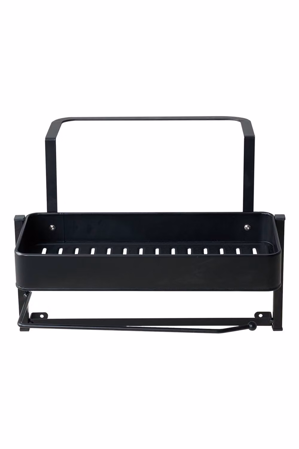 Living and Home Multi-Use Black Metal Fridge Side Storage Rack with Spice Rack, Roll Holder and Towel Rack – 3