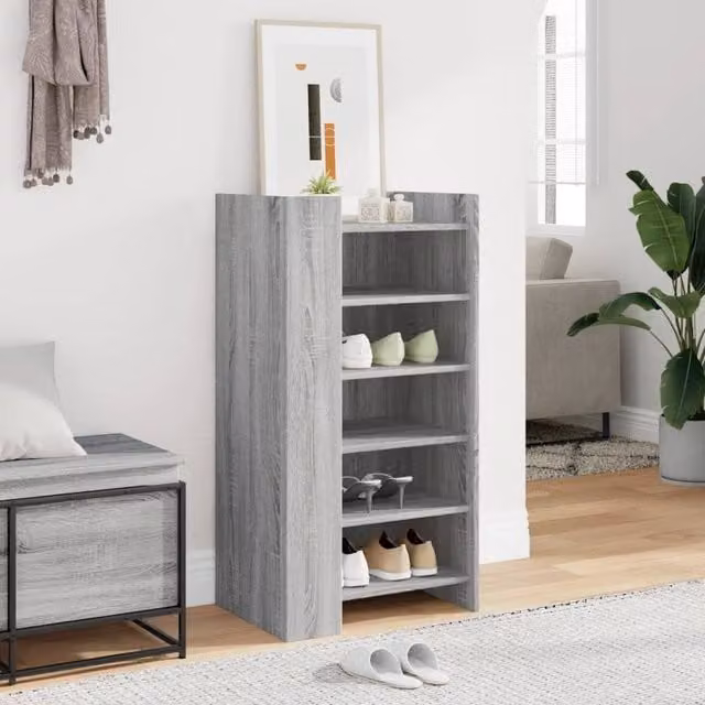 Berkfield Home Modern Grey Shoe Cabinet with Internal Shelves, W/D/H: 52 x 37.5 x 100 cm – 1