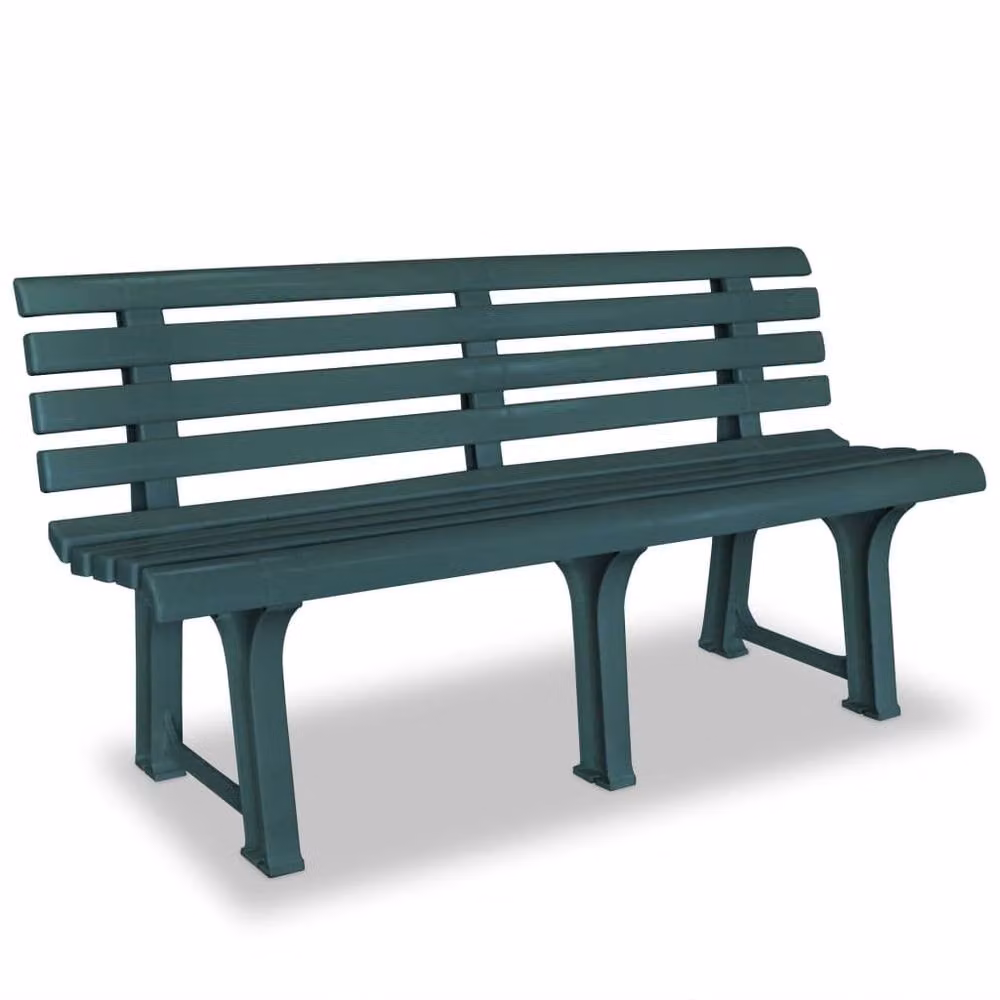 Berkfield Home Classic Garden Bench in Green Plastic, W: 145.5 cm, H: 74 cm, D: 49 cm – 1