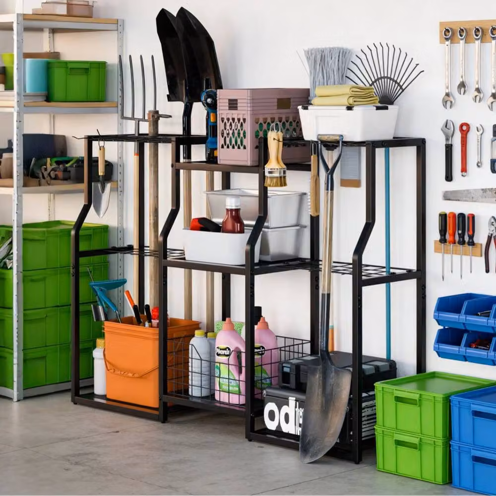 Kelvenix Garden Tool Organizer Tool Tower Rack in Black, W/D/H: 92 x 40 x 95 cm – 3