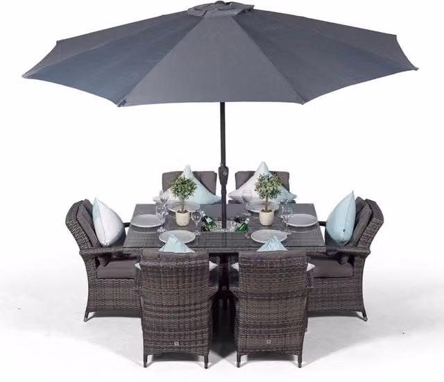 Thats Furniture Arizona 6 Seat Rattan Dining Set with Ice Bucket Drinks Cooler in Grey