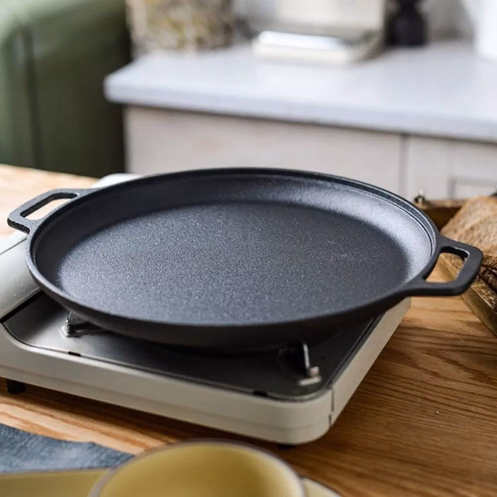 Kelvenix Cast Iron Griddle Grill Pan, Black, Diameter: 33 cm – 5