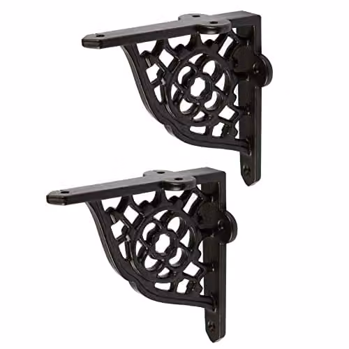 Hammer and Tongs Honeycomb Iron Wall Mounted Shelf Brackets, Pack of 2, Matt Black