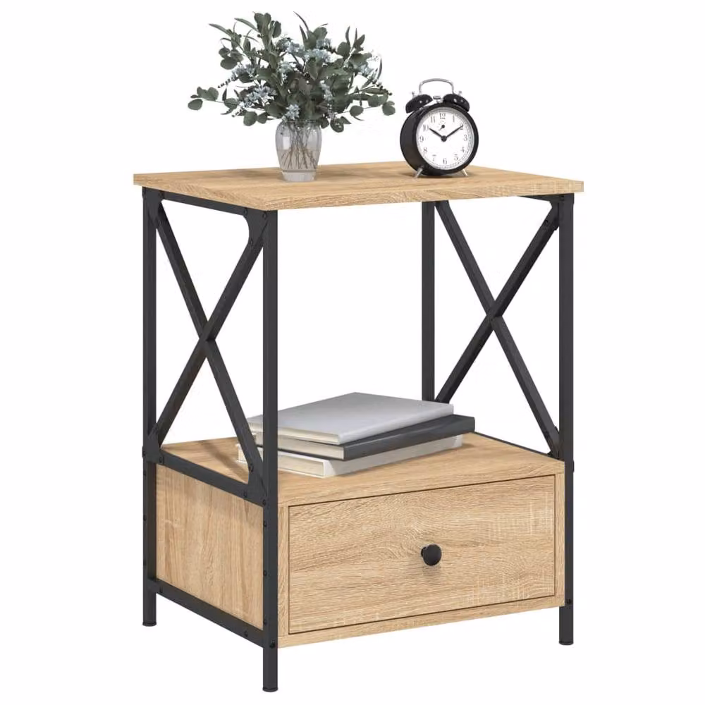 Berkfield Home Set of 2 Sonoma Oak Bedside Tables in Light Tan, W/D/H: 50 x 41 x 65 cm – 3