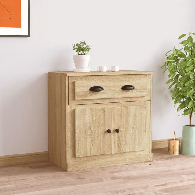 Berkfield Home Sonoma Oak Sideboard in Brown, W/D/H: 70 x 35.5 x 67.5 cm