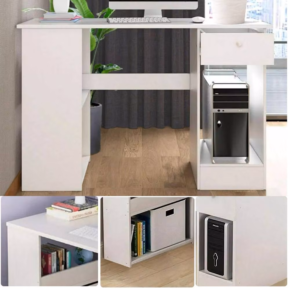 Kelvenix H-Shaped Computer Desk for Gaming and Home Office, White, W/D/H: 80 x 40 x 75 cm – 3